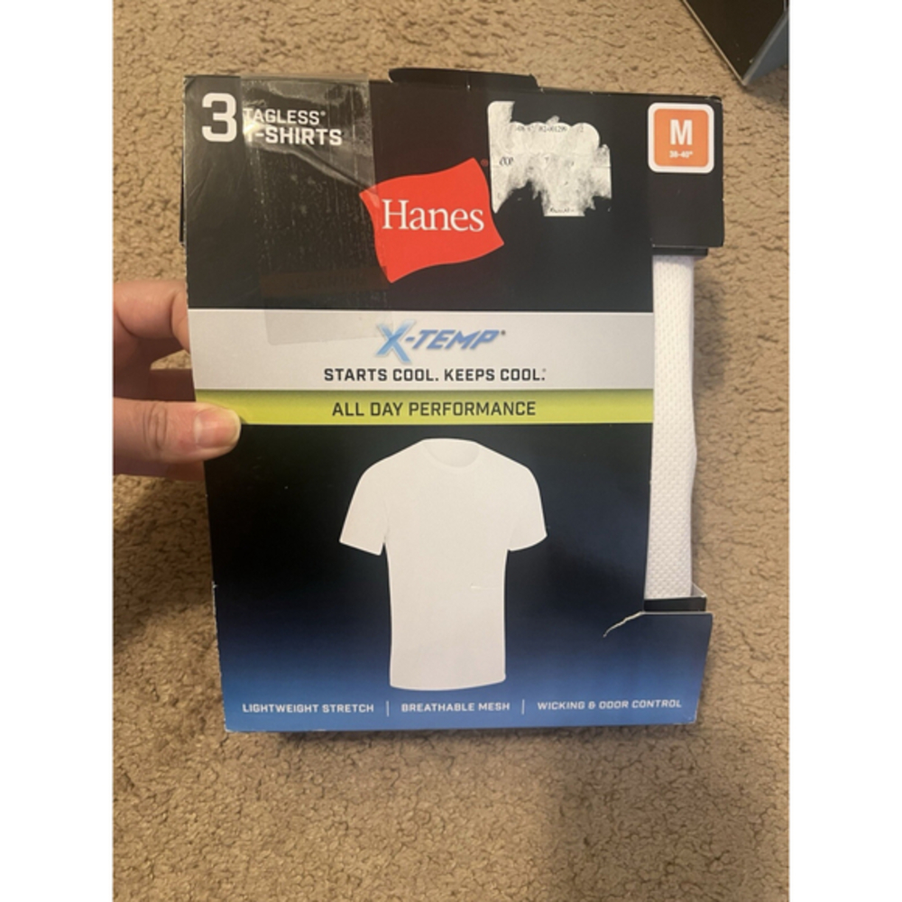 Hanes X-temp Mens 3-Pack T-Shirts Crew Neck White Performance Mesh M